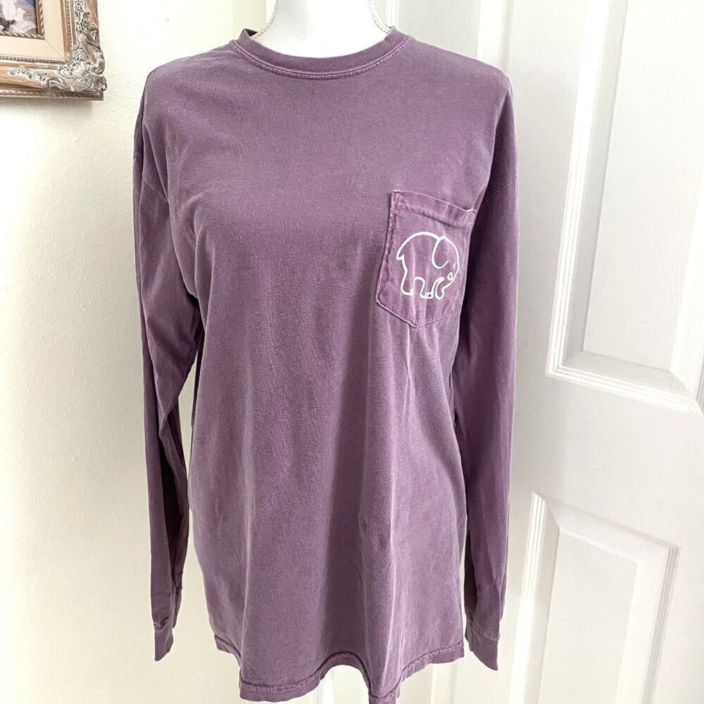 Ivory Ella Comfort Colors Long Sleeve Purple Tee Logo Graphic Size Medium  B16